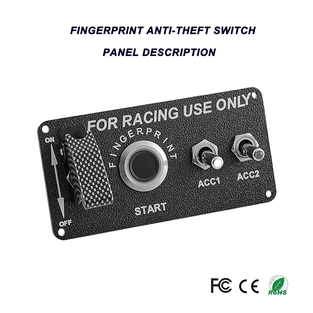 Fingerpront Racing Car Ignition Switch Panel Abs Aluminium 12v Switch Panel Relay Push Button