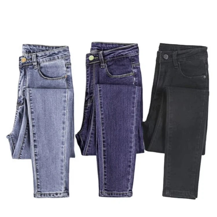 Custom European Fashion Female Denim Pants 3 Color Women High Waist Skinny Jeans supplier