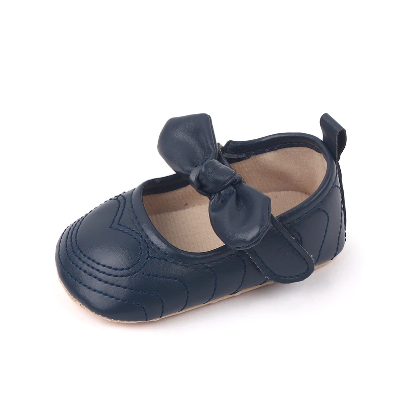 Heart-shaped Bow Mesh Breathable PU Leather-top Soft Soled Princess Toddler Shoes for Baby Girls factory