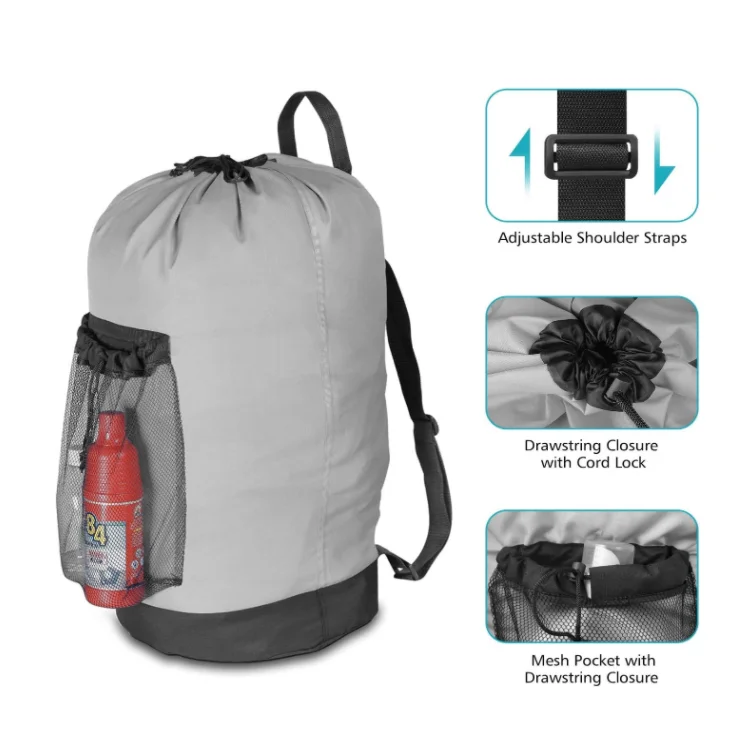 Custom travel laundry hamper backpack with shoulder strap dirty clothes storage organizer bag for camp fitness students