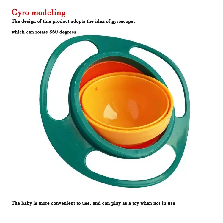 OEM & ODM Magic Spill-Proof Non-spill Gyro Baby Feeding Bowl Customized Gyros Rotating Feeding Bowls for Baby