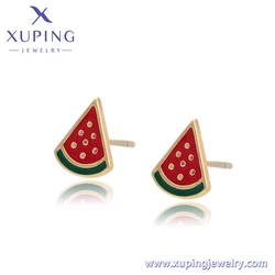 A00901171 xuping jewelry 14K gold color creative watermelon shape earrings cute exquisite simple women daily versatile earrings