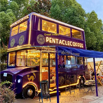 Double Decker Bus Coffee Shop Foodtruck Food Kiosk Van Ice Creamtruck