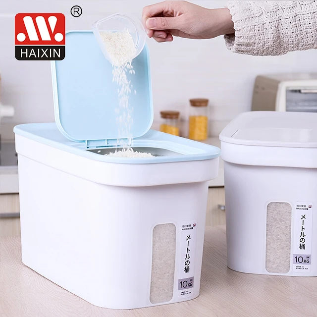 New Rice Dispenser Storage Box Container 10kg Cereals And Grain Bucket Dry Food Storage Container For Organizing Home Kitchen