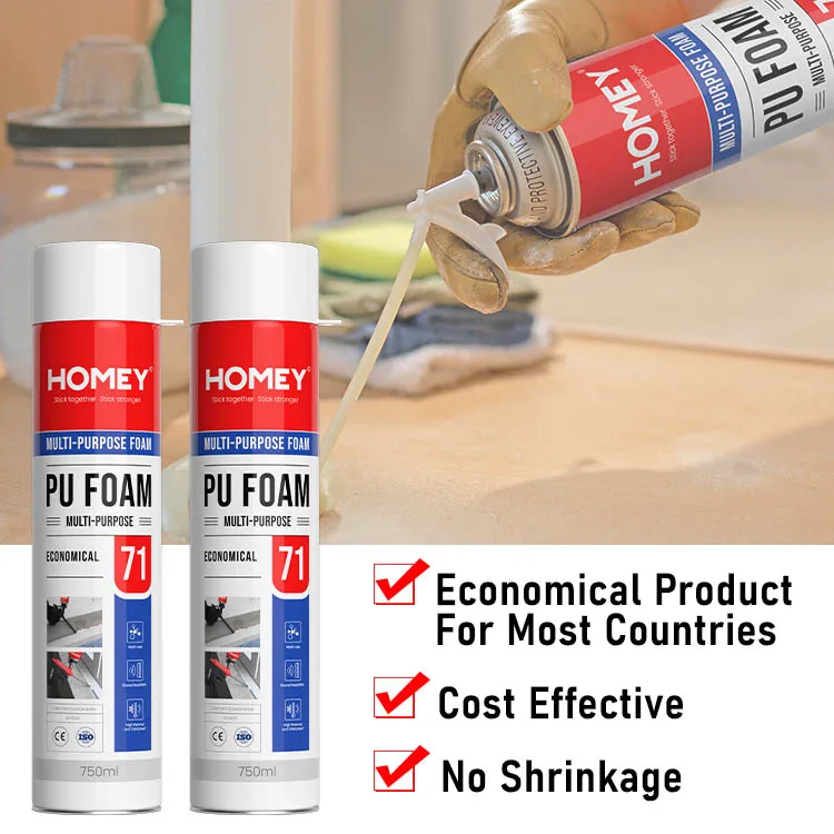 Homey No Shrinkage Expandable Pu Foam Spray Sound Cold Insulation