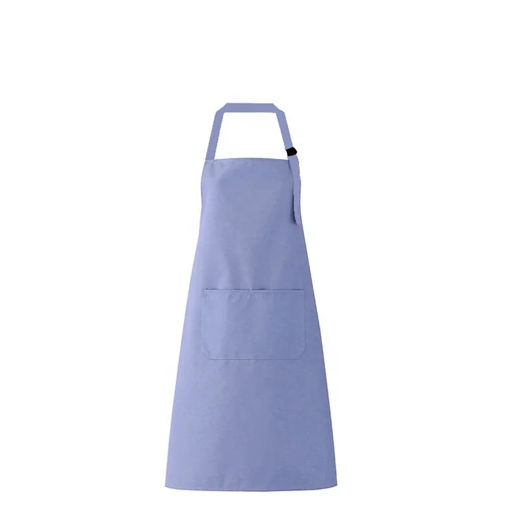 Customized size plain color two pocket waterproof anti-stain chef apron household cotton printed kitchen apron
