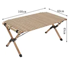Solid Wood Rounded Egg Roll Table Modern Wooden Outdoor Folding Field Camping Trip Portable Stand Picnic Table