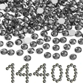 Flatback Rhinestones Bulk Rhinestones for Nails Crafts Clothes DIY Decoration Black Diamond Non-hotfix Bulk