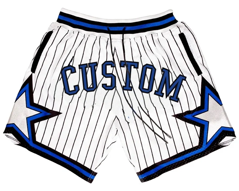 Custom logo retro old school vintage streetwear style perforated mesh embroidered Magic just mens don basketball shorts