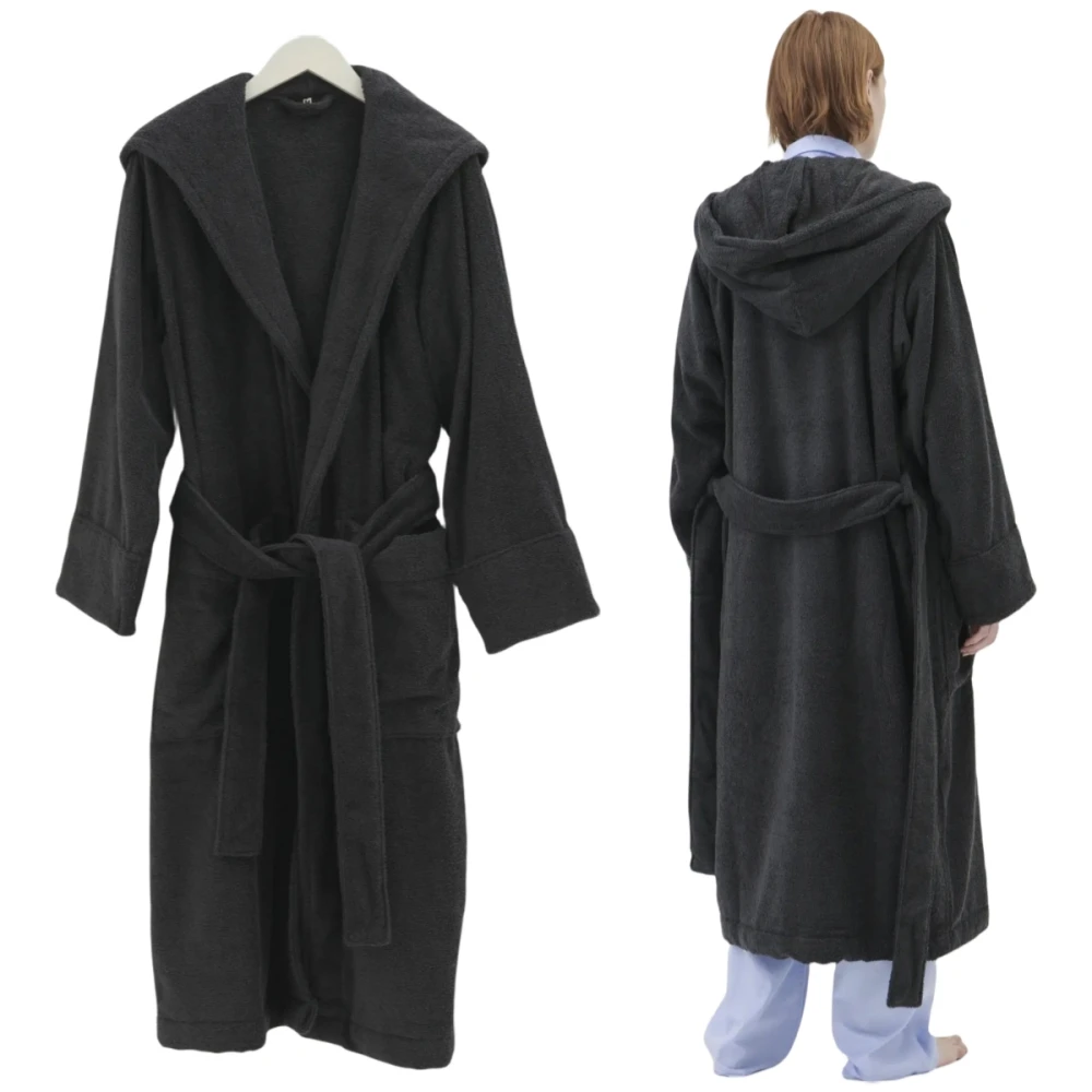 Luxury 100% terry cotton toweling dressing gown custom logo hooded bathrobe