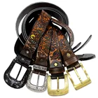 Belt Belts Custom Hand Carved Pin Buckle Mens Leather Belt Vegetable Tan Leather Belt Women Belts