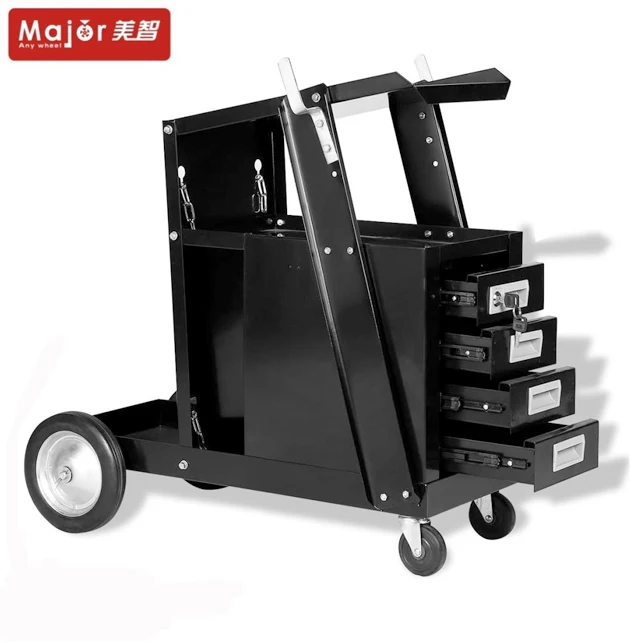 Steel Welding Cart With Handle Welding Trolley Welder Angled Top 3 Shelves 80kg 