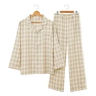 Cotton Girls Sleepwear Wholesale Causal Turn Down Collar Cotton Women Girls Sleepwear Pajamas Set