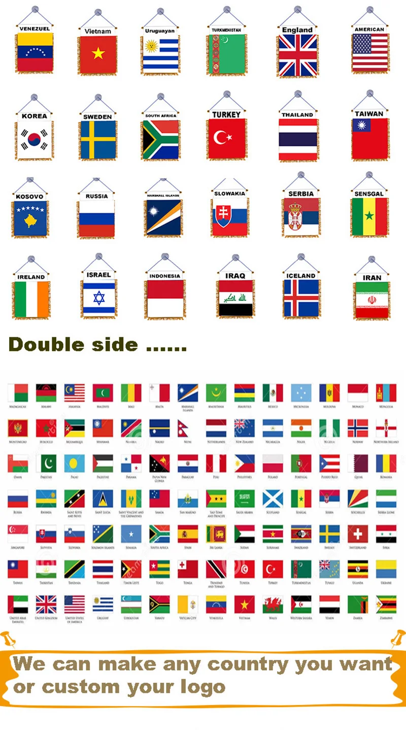 Gahumi Custom Bolivia Mini Car Decorative Flags Banners Double Sided Printed Hanging National Flag Home Pennants with Tassel