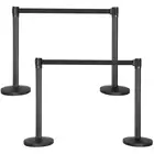 Airport Crowd Control Barrier Retractable Black Airport Museum Potelet Crowd Control Queue Retractable Stanchion Barrier
