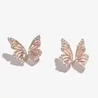 Butterfly Earrings Women Exquisite Rose Gold Fashion Crystal Rhinestone Butterfly Stud Earrings