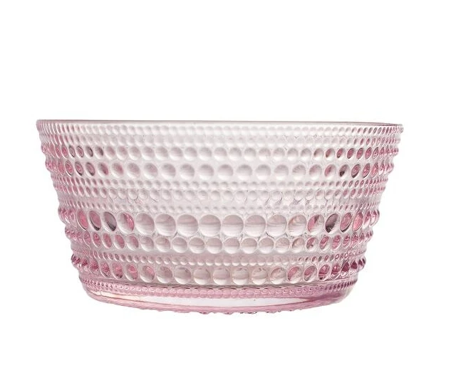Classic High Quality Transparent Pink Large Glass Bowls for Kitchen or restaurant Glass Fruit Salad Bowls