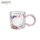 Glass Glitter Glass Wholesale Handmade Clear High Borosilicate Double Wall Glass Cup With Glitter