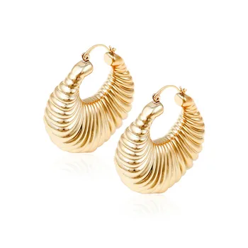 92663 South Africa style fancy jewelry ox horn shaped hoop gold earrings for wholesale