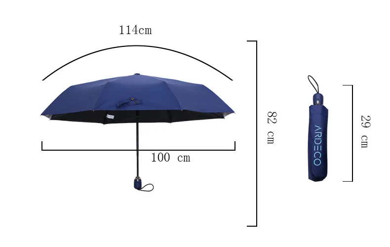 GG606 Polyester 8K Three Folding Solid Color Umbrella With Carry Bag Fully Automatic Outdoor Sunscreen Rain Umbrella