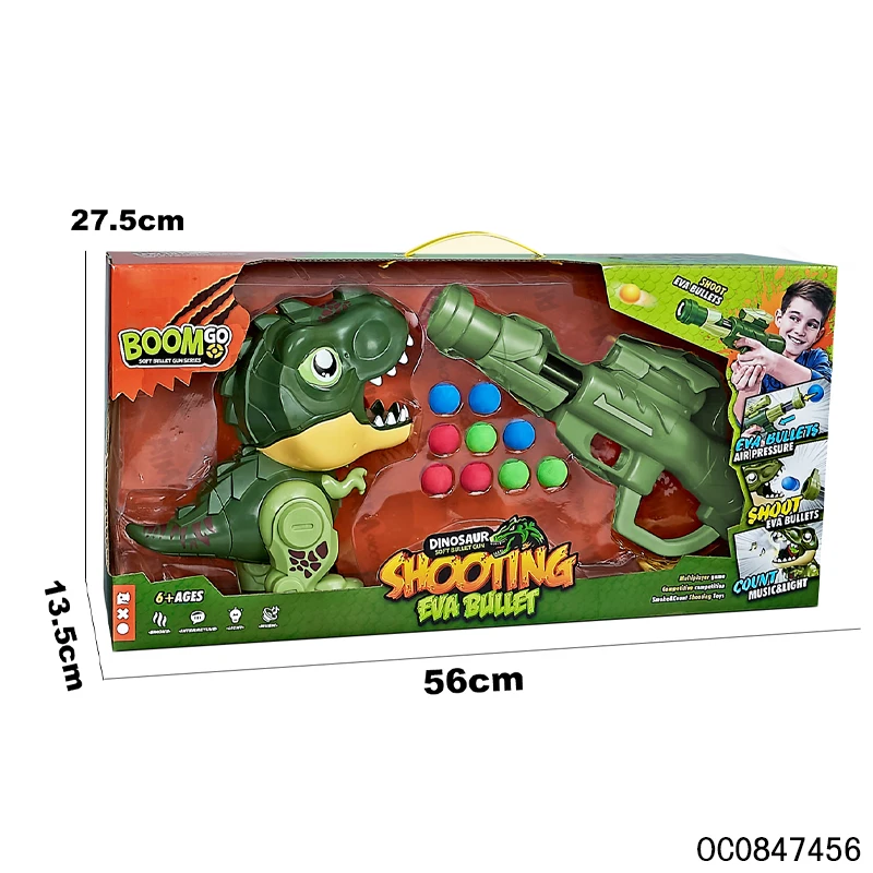 Kids small plastic ball shooting dinosaur target  toys gun 2023 popular with plastic soft bullet
