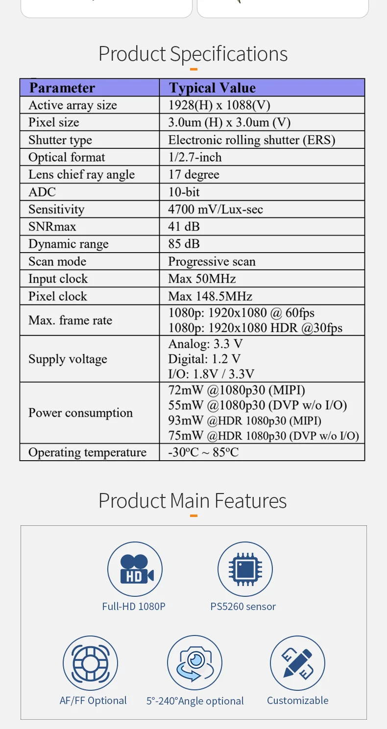 DGZX High Definition 1080P Cat Eye Doorbell Mirror Camera HDR Wide Dynamic PS5260 Monitoring Mipi Camera Module插图2 DGZX High Definition 1080P Cat Eye Doorbell Mirror Camera HDR Wide Dynamic PS5260 Monitoring Mipi Camera Module插图2