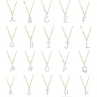 Alphabet Women Wholesale 14k Gold Plated Bubble Sunburst Cursive Alphabet Pearl Letter Initial Necklace