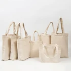 Cheap Tote Custom Logo Printed Cheap Plain Organic Cotton Bags With Zipper Reusable Tote Canvas Shopping Bag