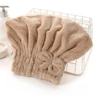 Super Absorbent Microfiber Head Towel Coral Velvet Custom Hair Turban Towel For Dry Hair Dry Cap