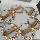 Earrings Retro 14K 18K Plated Brass Custom Name Bamboo Xoxo Hoop Earrings