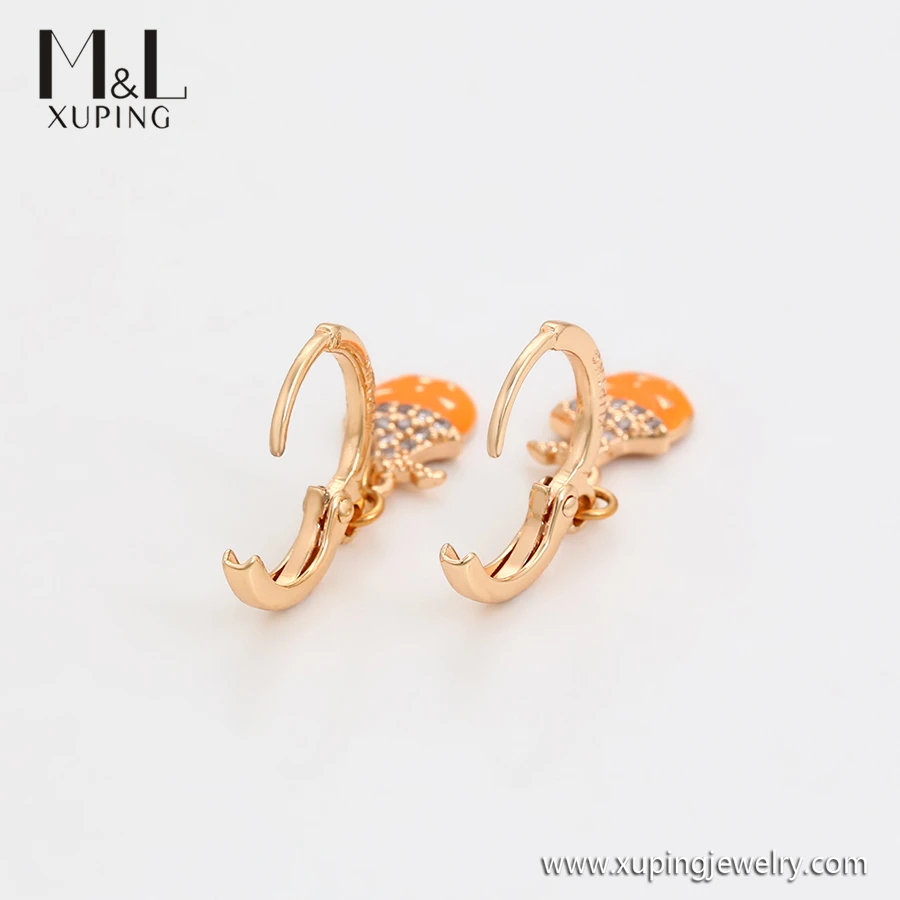 ML34192 XUPING ML Store Free sample ladies jewelry woman 18K gold color Creative orange cute pumpkin face Hoop earrings