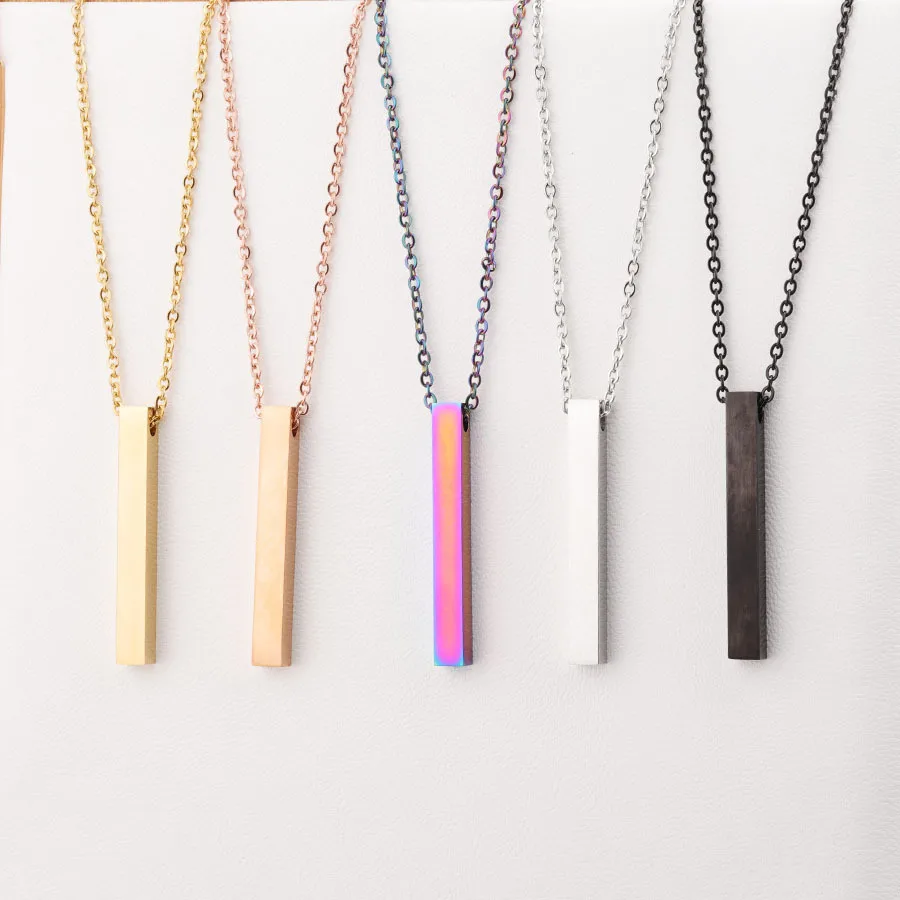 High Qualitystainless Steel Simple Design Cube Cuboid 5*40mmpendant Charm  Chain Cubic Bar Necklace Vertical Dangle Stick Engrave - Buy Cubic Bar  Pendant Necklace,Bar Necklace,Stainless Steel Cube Bar Necklace Engrave  Product on Alibaba.com