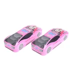 Pencil Case Plastic Car Shaped Metal Pencil Case With Plastic Wheel For Kids Gift
