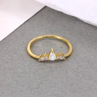 Opal Rings ROXI 925 Sterling Silver Fashion INS V Shape Opal Zircon Diamond Stacking Rings