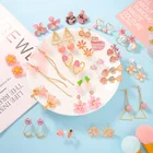 Heart Earrings Earrings Cute Girl Heart Pink Series Sweet Flower Wings Earrings
