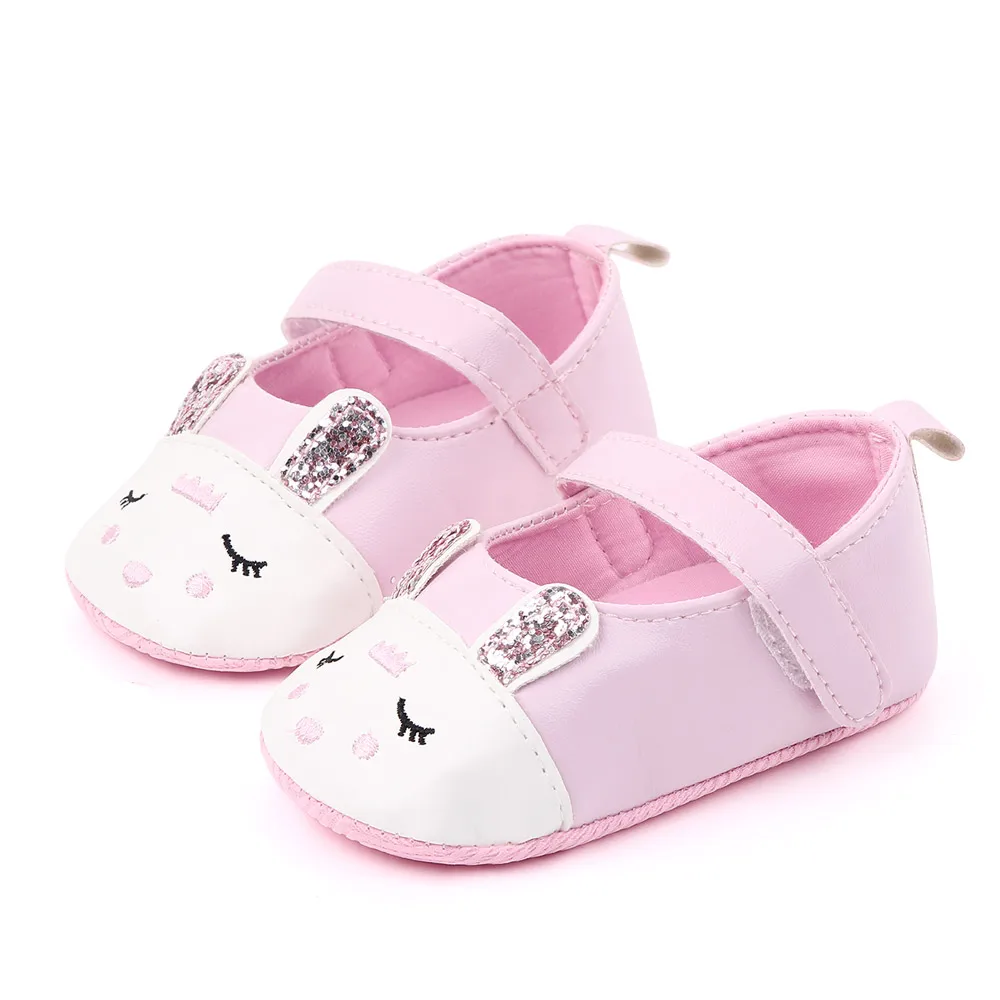 Cartoon Rabbit PU Leather Shallow Mouth Baby Girls Princess Shoes Soft Soled Toddler Shoes details