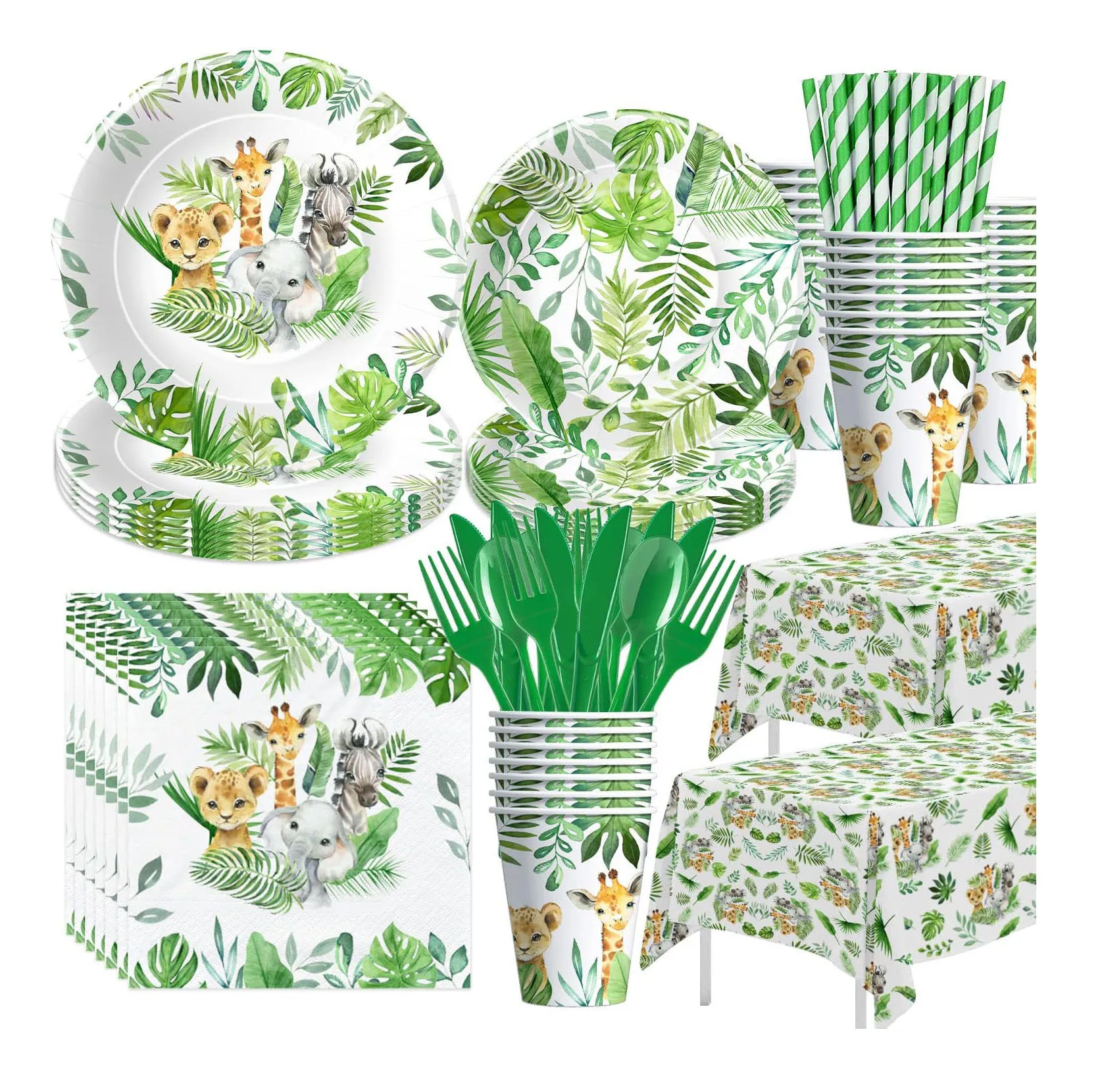 Safari Jungle Theme Party Supplies For Boys Animal Pattern Disposable Tableware Party Decoration Set Paper plate