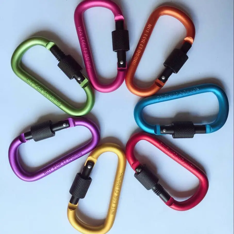 Carabiner 8cm D-Ring Locking Key Hook Snap For Camping Climbing Hiking New