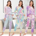 Women Sleepwear Low Moq Women Long Sleeve Loungewear Winter Pajamas Pants Sleepwear Night Dressing Gown Tie Dye Set