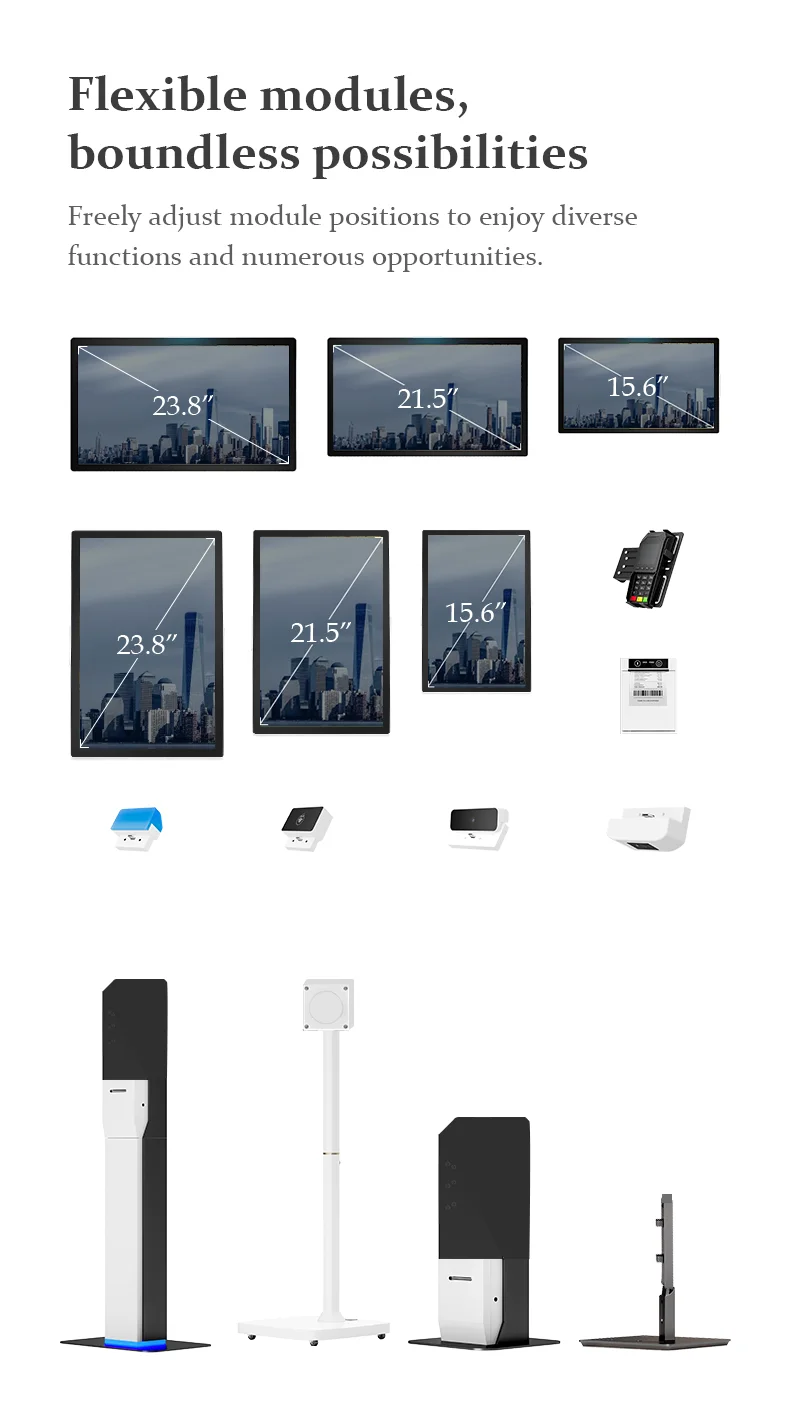 Ordering Machine Payment Self-service Kiosk for Restaurant Touch Screen Kiosk 15.6 21.5 23.8 Inch Self Service Pos System factory
