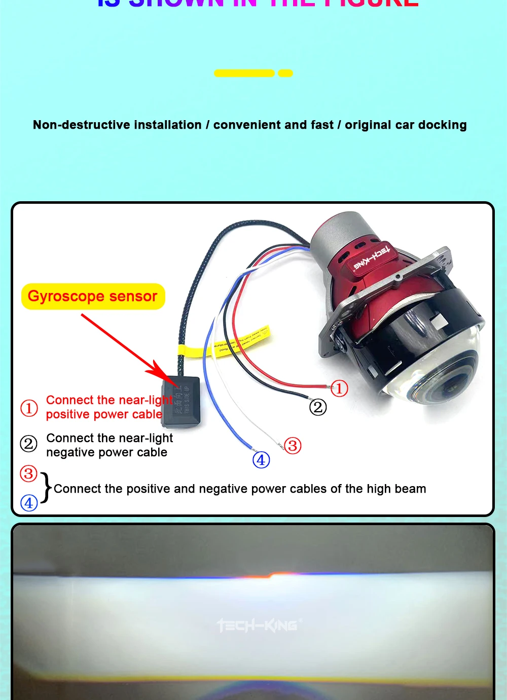 TECH-KING AFS Bi Led Projector Lens 3.0 inch Automatic Sensor Led Projector Auto Lighting System Super Bright lens headlight