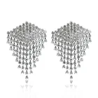 Diamond Drop Earrings BXY Bling Bling Dangle Crystal Diamond Tassel Drop Earrings For Women