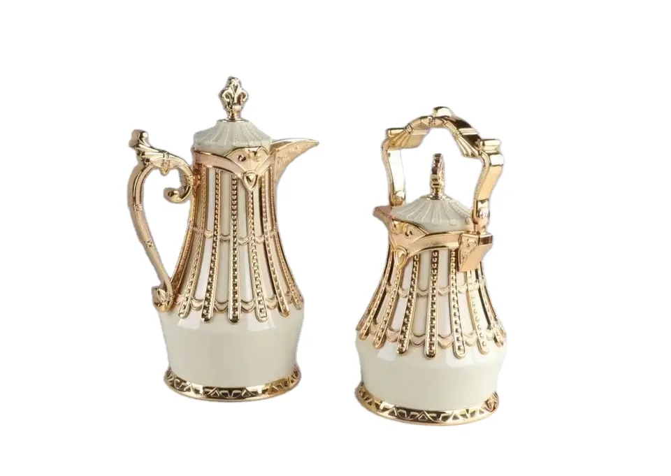 Arabic Coffee Pot Gold Silver Vacuum Flask Coffee Tea Pot
