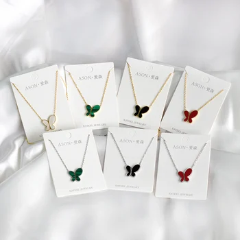 Custom Stainless Steel Jewelry Women Butterfly Pendant 18k Gold Necklaces Jewellery