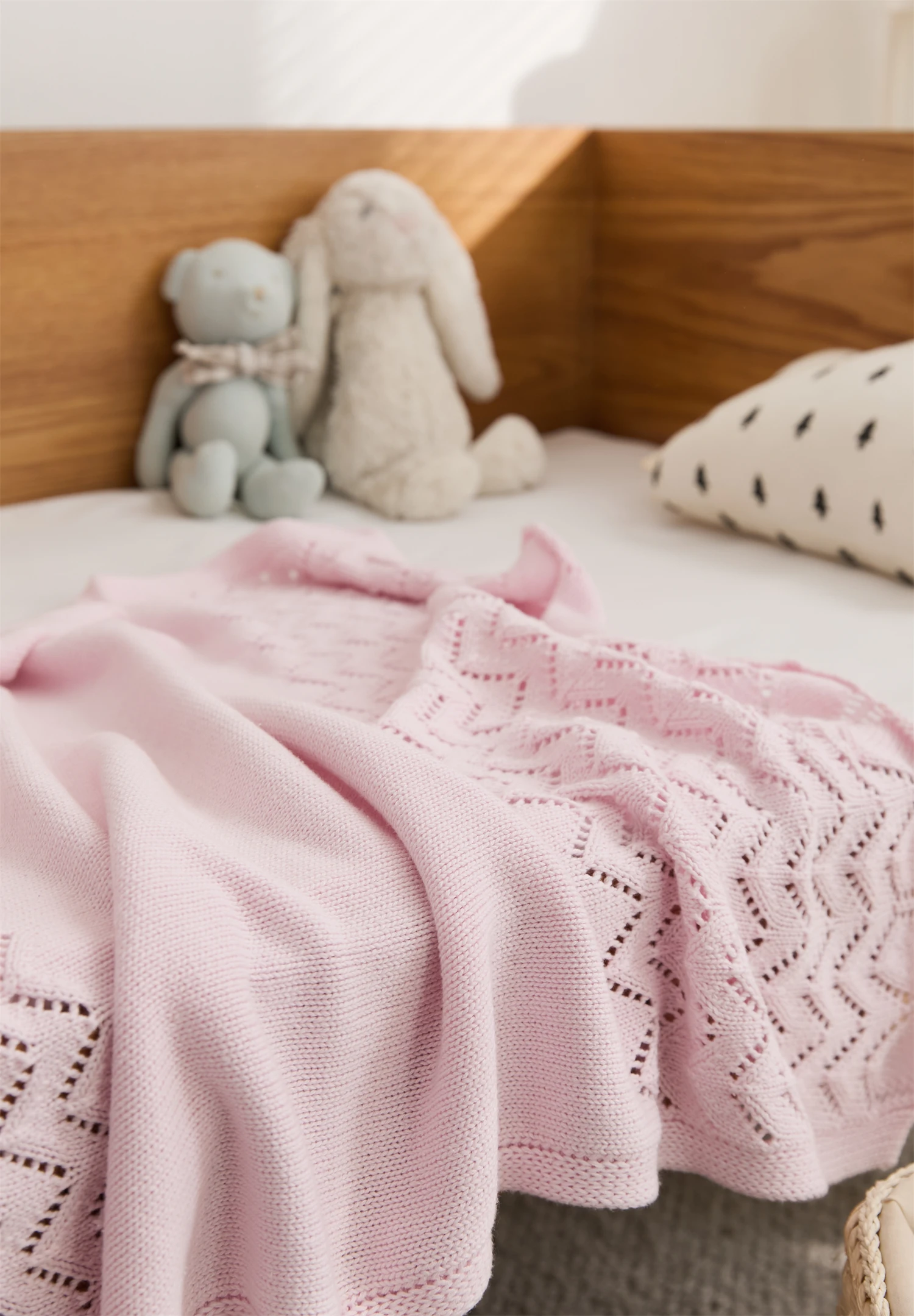 product high quality baby solid 100 cotton knitted blanket breathable soft throw blanket for children low moq-58