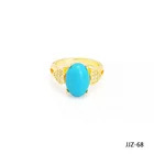 Ring JXX JJZ-68 24K Gold Plated Natural Boho Blue Gemstone Ring Turquoise Stone