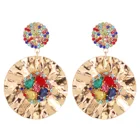 Diamond Earrings New Product Women Simple Exaggerate Geometric Round Diamond Earrings