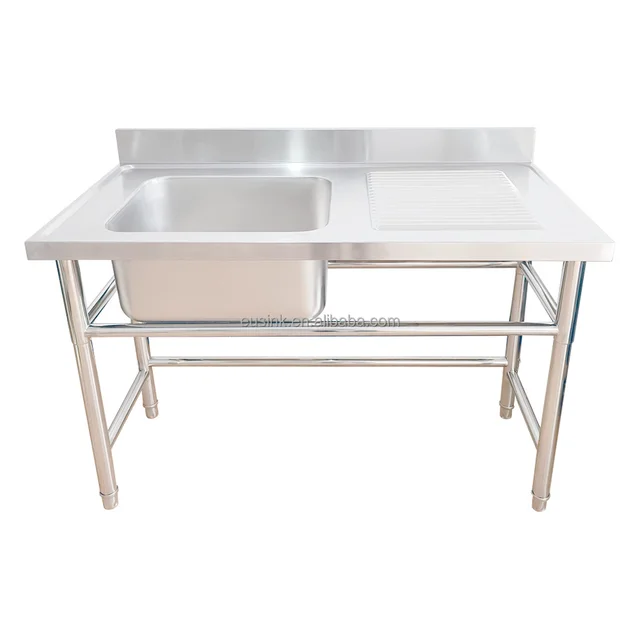Eusink High quality catering kitchen restaurant with drain board stainless steel sink work table