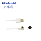 2 Pin Magnetic Pogo Pin Charging Connector Round White Micro Usb Charging Cable