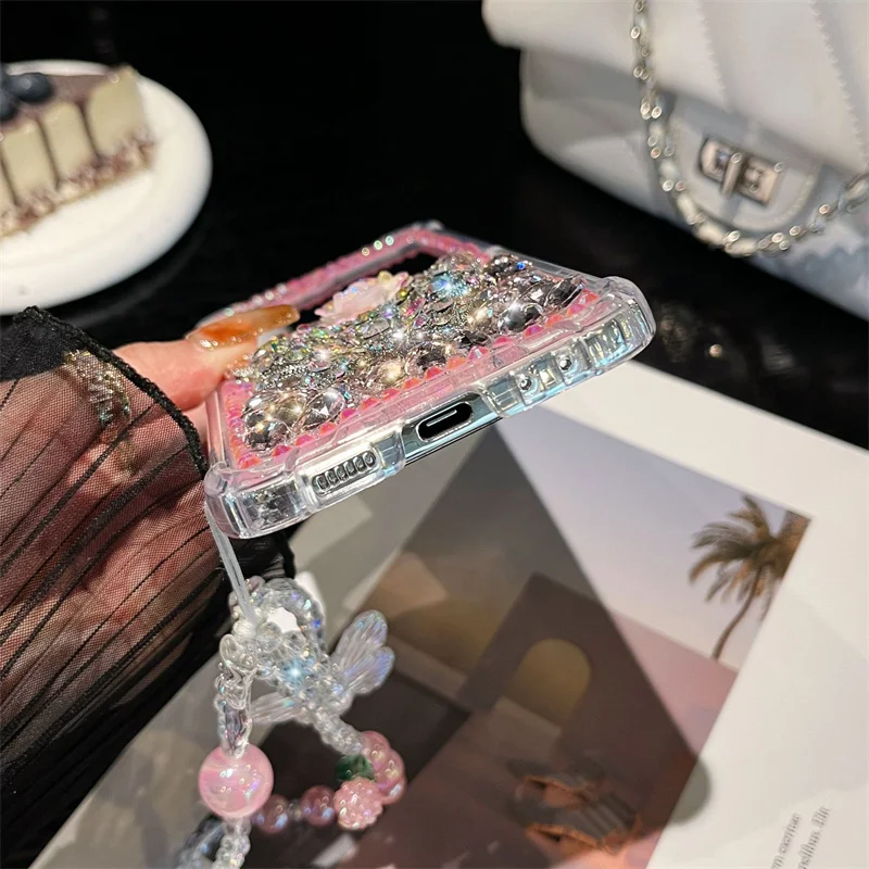 For Samsung Z Flip 5 Case Diamond Glitter Bling Butterfly Phone Case For Samsung Z Flip 4 3 Shell Cases